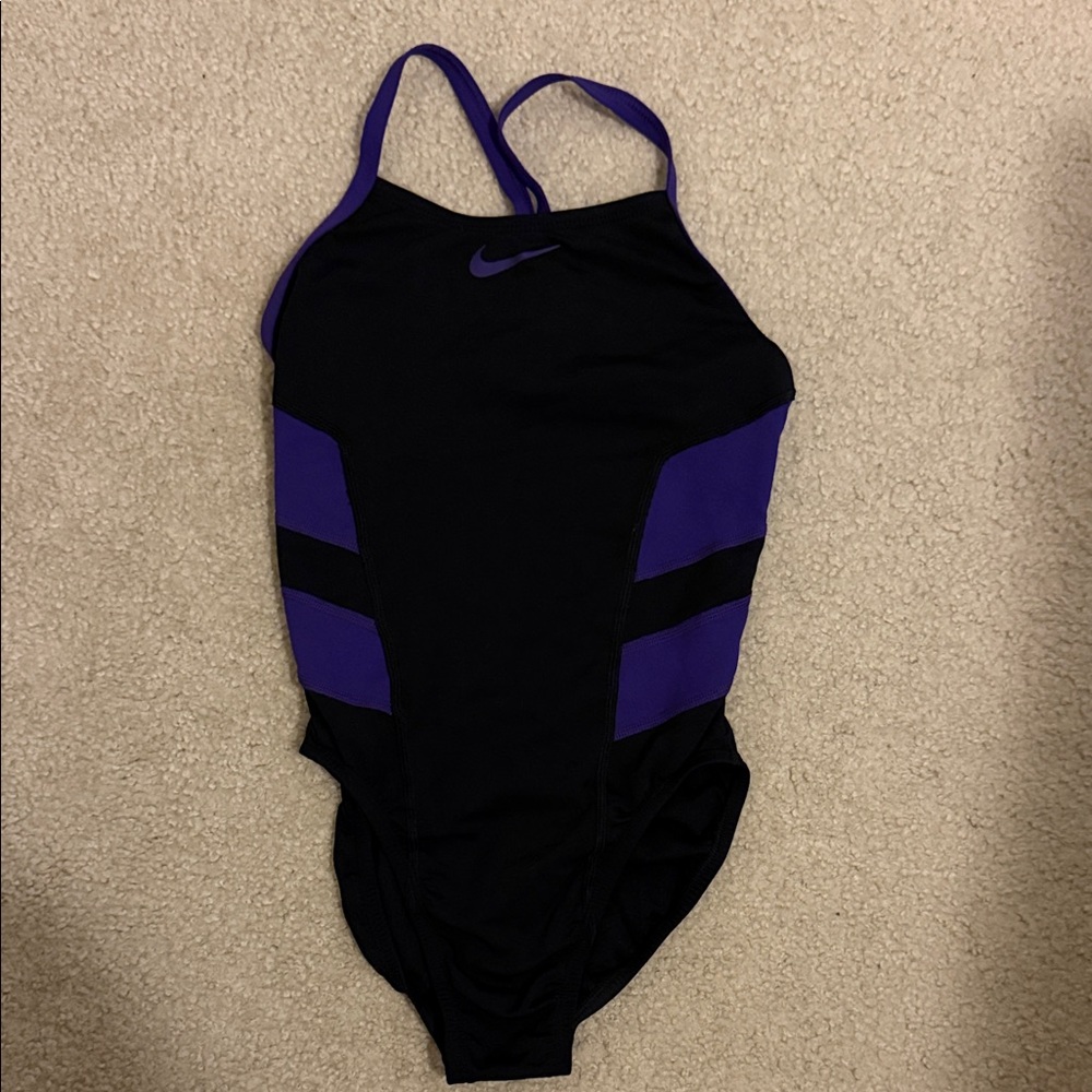 Nike Black and Purple Swimsuit Size 28